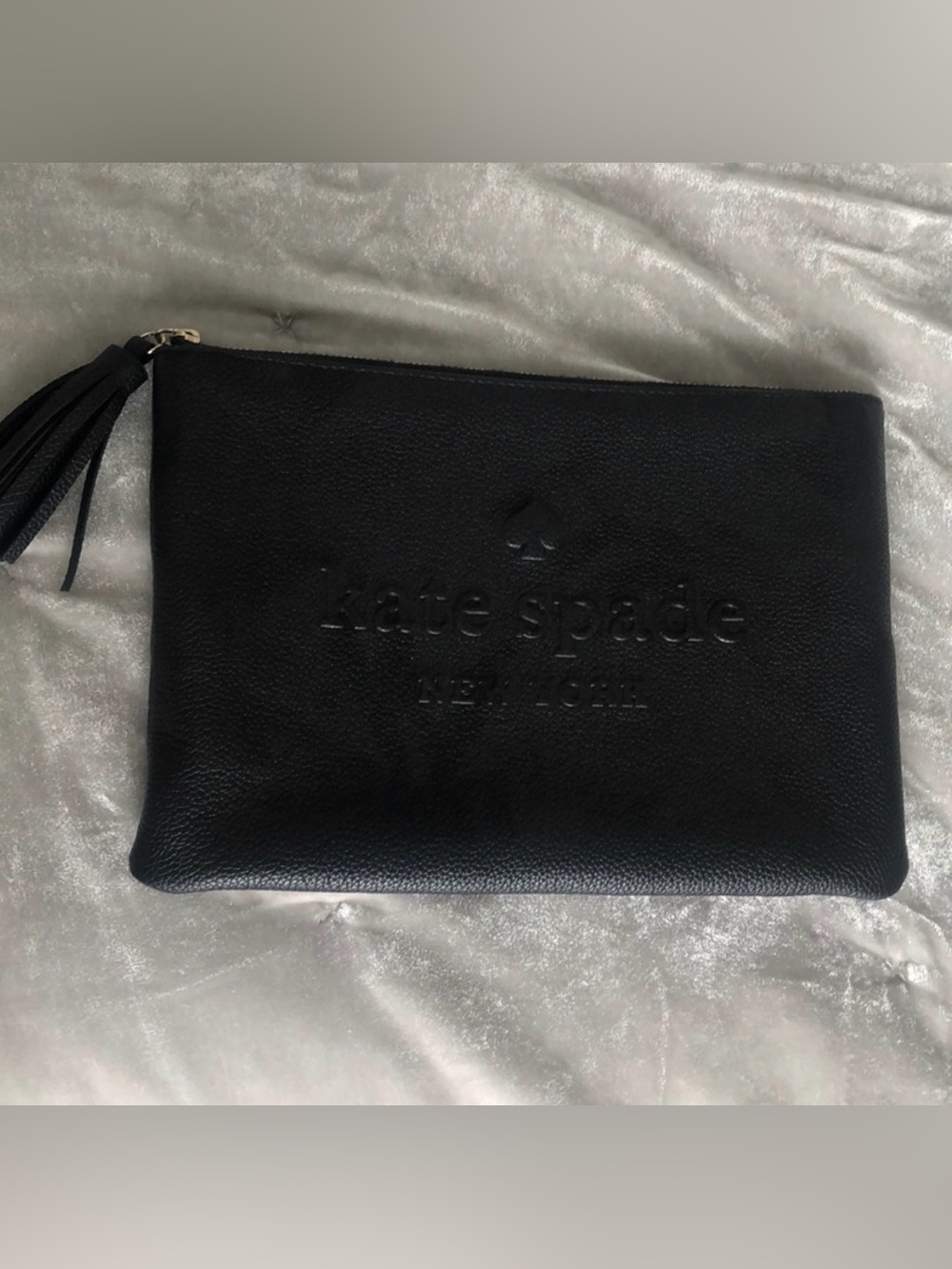 kate spade Black Embossed Leather clutch pouch